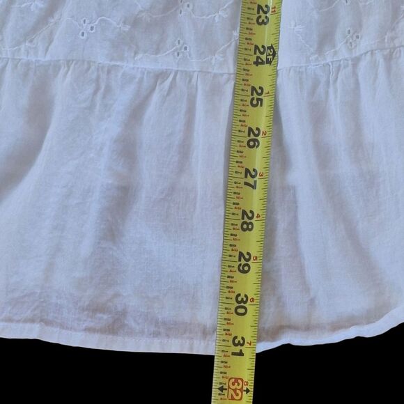 Kim Rogers Boho Skirt Prairie White Tier Skirt Crochet Eyelets Lined Pull On PL - Picture 12 of 14